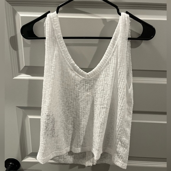 Melrose and Market Sheer White Sleeveless Knit Button Down Tank Size Large NWOT - Picture 4 of 4